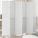 Vidaxl cloison de sparation 6 panneaux blanc bois de paulownia massif