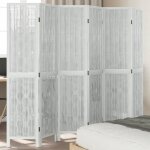 Vidaxl cloison de sparation 6 panneaux blanc bois de paulownia massif
