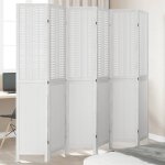 Vidaxl cloison de sparation 6 panneaux blanc bois de paulownia massif