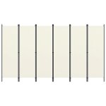Vidaxl cloison de s�paration 6 panneaux blanc cr�me 300x180 cm