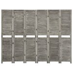 Vidaxl cloison de sparation 6 panneaux gris 214x166 cm bois solide