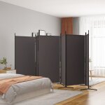 Vidaxl cloison de sparation 6 panneaux marron 520x180 cm tissu