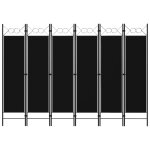 Vidaxl cloison de sparation 6 panneaux noir 240x180 cm