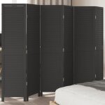 Vidaxl cloison de sparation 6 panneaux noir bois de paulownia massif