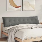 Vidaxl coussin de dos gris fonc� 200 x 50 cm tissu en microfibre