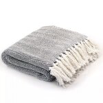 Vidaxl couverture coton a chevrons 125x150 cm bleu marine