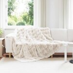 Vidaxl couverture en fourrure de lapin synth�tique blanc 220 x 240 cm