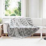 Vidaxl couverture en fourrure de lapin synth�tique gris 240 x 270 cm
