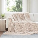 Vidaxl couvertures a jeter 6 pcs beige 240 x 220 cm toison