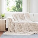 Vidaxl couvertures a jeter 6 pcs beige 240 x 220 cm toison
