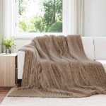 Vidaxl couvertures a jeter 6 pcs camel 240 x 220 cm toison