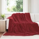 Vidaxl couvertures a jeter 6 pcs rouge bordeaux 240 x 220 cm toison
