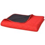 Vidaxl couvre - lit matelass� double - face rouge et noir 220x240 cm