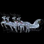Vidaxl d�coration de no�l rennes avec tra�neau 100 led ext�rieur blanc