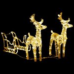 Vidaxl d�coration de no�l rennes et tra�neau 160 led 130 cm acrylique