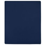 Vidaxl draps - housses jersey 2 pcs bleu marine 100x200 cm coton