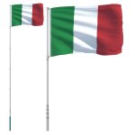 Vidaxl drapeau de l'italie et mât 5, 55 m aluminium Vidaxl drapeau de l'italie et mât 5, 55 m aluminium