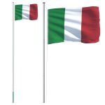 Vidaxl drapeau de l'italie et mât 6, 23 m aluminium Vidaxl drapeau de l'italie et mât 6, 23 m aluminium
