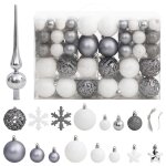 Vidaxl ensemble de boules de no�l 111 pi�ces blanc et gris polystyr�ne