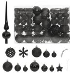 Vidaxl ensemble de boules de no�l 111 pi�ces noir polystyr�ne