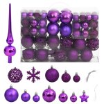 Vidaxl ensemble de boules de no�l 111 pi�ces violet polystyr�ne
