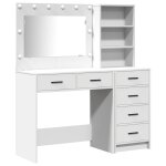Vidaxl ensemble de coiffeuse 2 pièces avec lumières led en bois blanc Vidaxl ensemble de coiffeuse 2 pièces avec lumières led en bois blanc