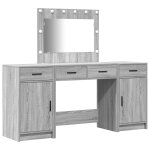 Vidaxl ensemble de coiffeuse 3 pices avec led en grey sonoma en bois d'ingnierie