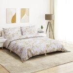 Vidaxl ensemble de housse de couette blanc et marron 200x220 cm coton