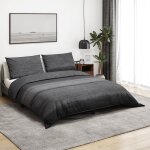 Vidaxl ensemble de housse de couette gris fonc� 200x220 cm coton