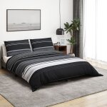 Vidaxl ensemble de housse de couette noir et blanc 200x200 cm coton