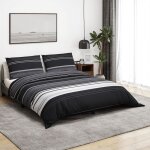 Vidaxl ensemble de housse de couette noir et blanc 260x240 cm coton