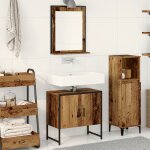 Vidaxl ensemble de meuble de salle de bain 2 pi�ces en bois ancien et en bois d'ing�nierie