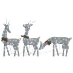 Vidaxl famille de rennes de no�l 270x7x90cm argent� blanc froid maille