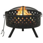 Vidaxl foyer avec tisonnier 68 cm xxl acier