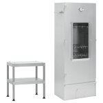 Vidaxl fumoir � four � barbecue avec table acier galvanis�
