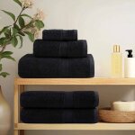 Vidaxl gants de toilette 4 pcs noir coton