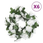 Vidaxl guirlandes de fleurs artificielles 6 pcs blanc 240 cm