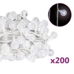 Vidaxl guirlande lumineuse globe 20 m 200 led blanc froid 8 fonctions