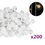 Vidaxl guirlande lumineuse globe 20m 200 led blanc chaud 8 fonctions