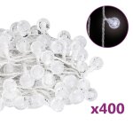 Vidaxl guirlande lumineuse globe 40 m 400 led blanc froid 8 fonctions