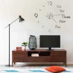Vidaxl horloge murale 3d design moderne argent 100 cm xxl