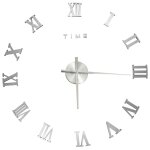 Vidaxl horloge murale 3d design moderne argent 100 cm xxl