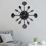 Vidaxl horloge murale et cuillère avec fourchette noir 40 cm aluminium Vidaxl horloge murale et cuillère avec fourchette noir 40 cm aluminium