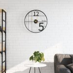 Vidaxl horloge murale noir 50 cm fer