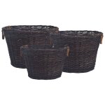 Vidaxl jeu 3 paniers empilables  bois de chauffage marron fonc saule