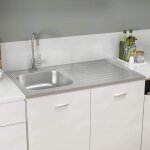 Vidaxl jeu d'�vier de cuisine et egouttoir argent� 1000x600x155mm inox