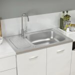 Vidaxl jeu d'évier de cuisine et egouttoir argenté 800x500x155 mm inox Vidaxl jeu d'évier de cuisine et egouttoir argenté 800x500x155 mm inox