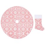 Vidaxl jupe de sapin de no?l de luxe avec chaussette rose 122 cm tissu Vidaxl jupe de sapin de no?l de luxe avec chaussette rose 122 cm tissu