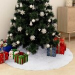 Vidaxl jupe de sapin de no�l blanc 122 cm fausse fourrure