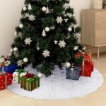 Vidaxl jupe de sapin de no�l de luxe blanc 90 cm fausse fourrure